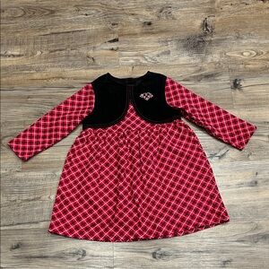 Red and Black Plaid Long Sleeve Dress